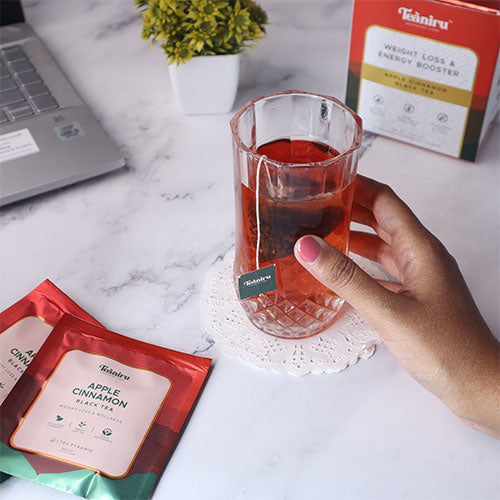 It's heavenly to work while sipping apple cinnamon black tea.