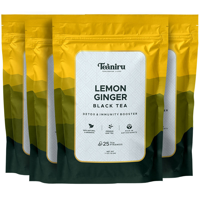 Lemon ginger black tea bags - pack of four