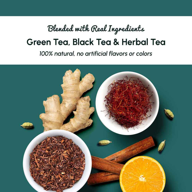 Blended with Real Ingredients Green Tea, Black Tea & Herbal Tea